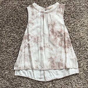 Hem & Thread Sleeveless Tie-Dye Top - Cream and Brown